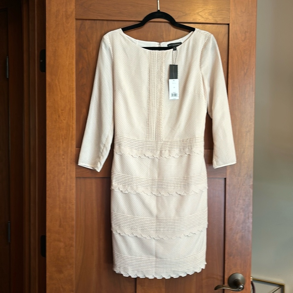 NWT Banana Republic Pale Pink/Peach Dress w/ Small Black Dots Size 6 Ruffles